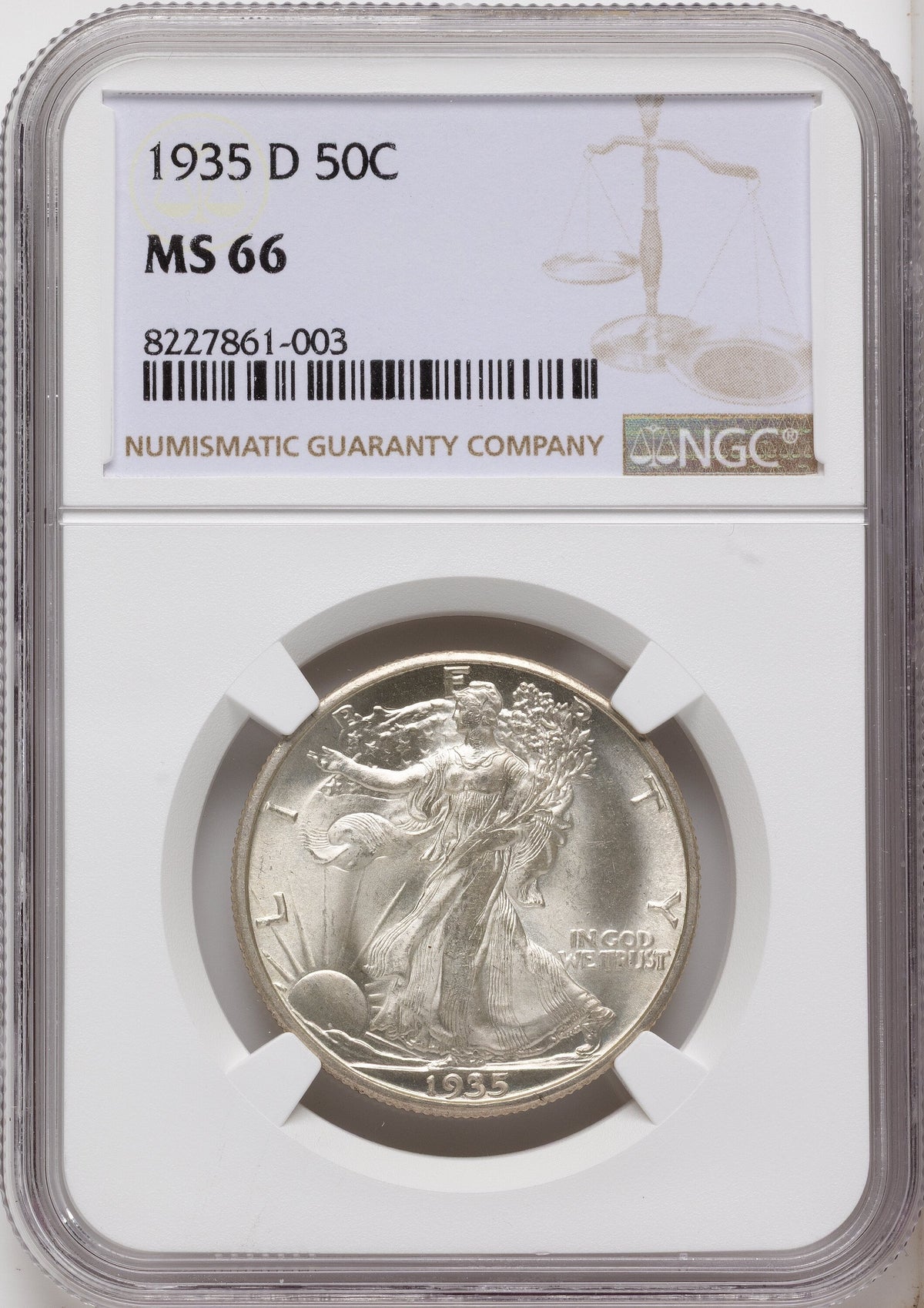 1935-D 50C Walking Liberty Half Dollar NGC MS66