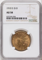 1910-S $10 Indian Eagle NGC AU58