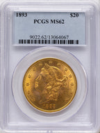1893 $20 Liberty Double Eagle PCGS MS62