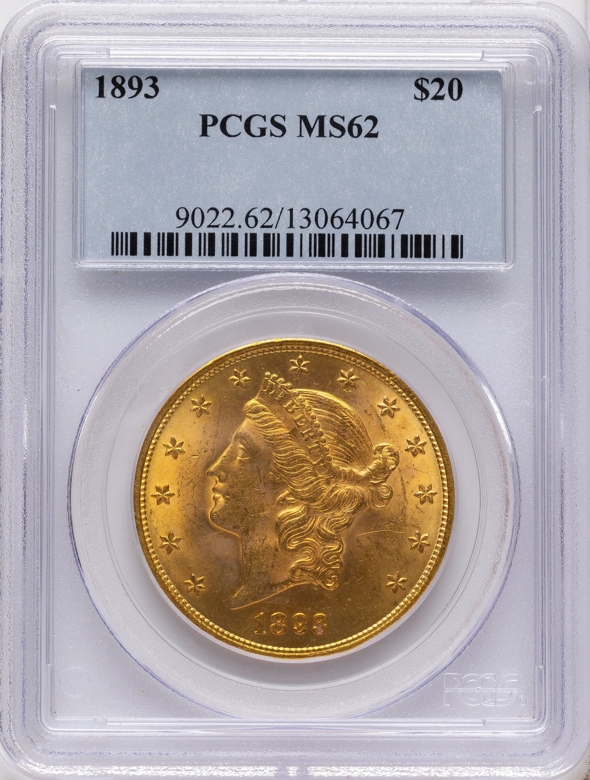 1893 $20 Liberty Double Eagle PCGS MS62