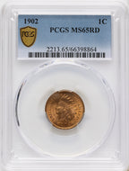 1902 1C RD Indian Cent PCGS MS65