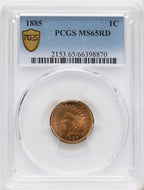 1885 1C RD Indian Cent PCGS MS65