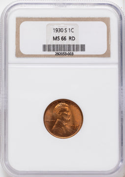 1930-S 1C RD Lincoln Cent NGC MS66
