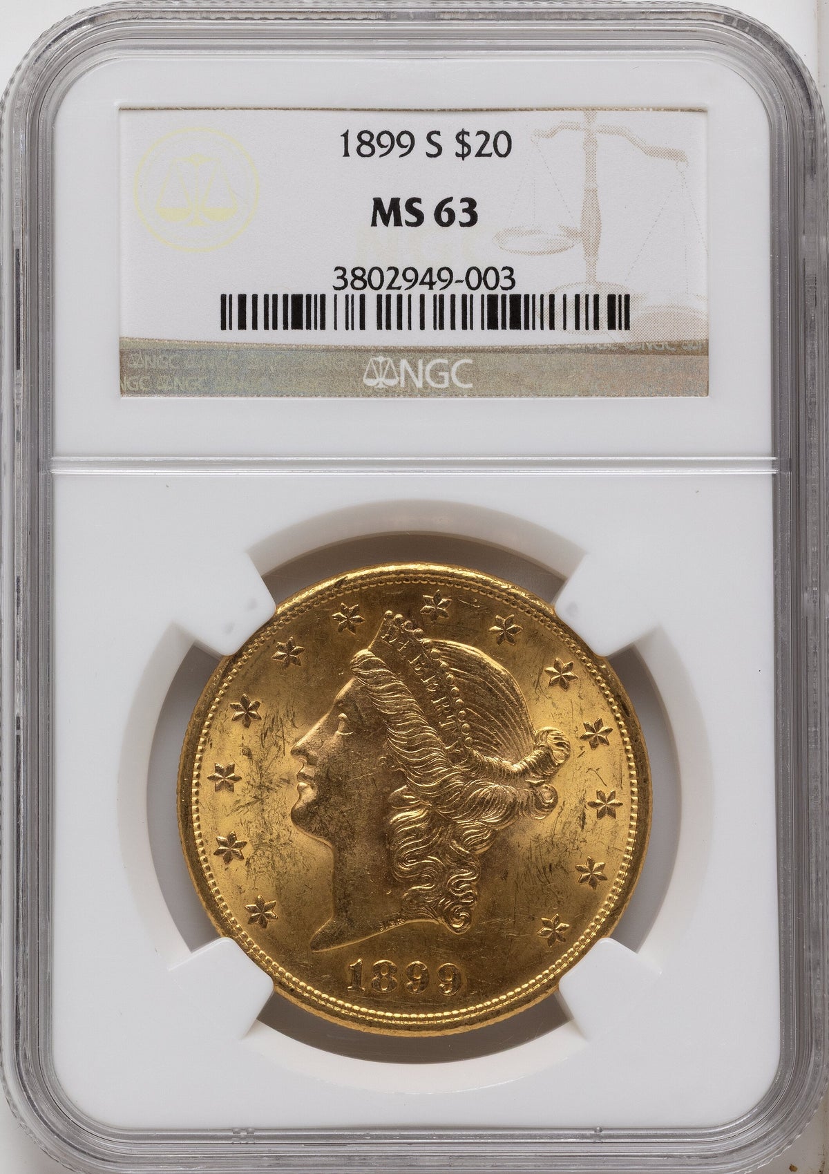 1899-S $20 Liberty Double Eagle NGC MS63