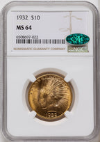1932 $10 CAC Indian Eagle NGC MS64