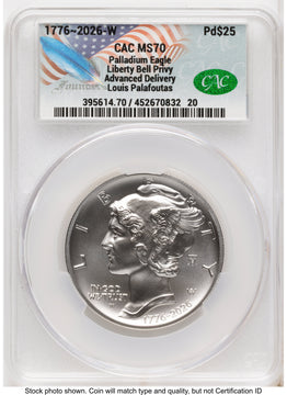 2026-W Palladium Eagle 1 oz Uncirculated Advanced Delivery Louis Palafoutas CACG MS70