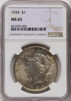 1934 Peace Dollar NGC MS65