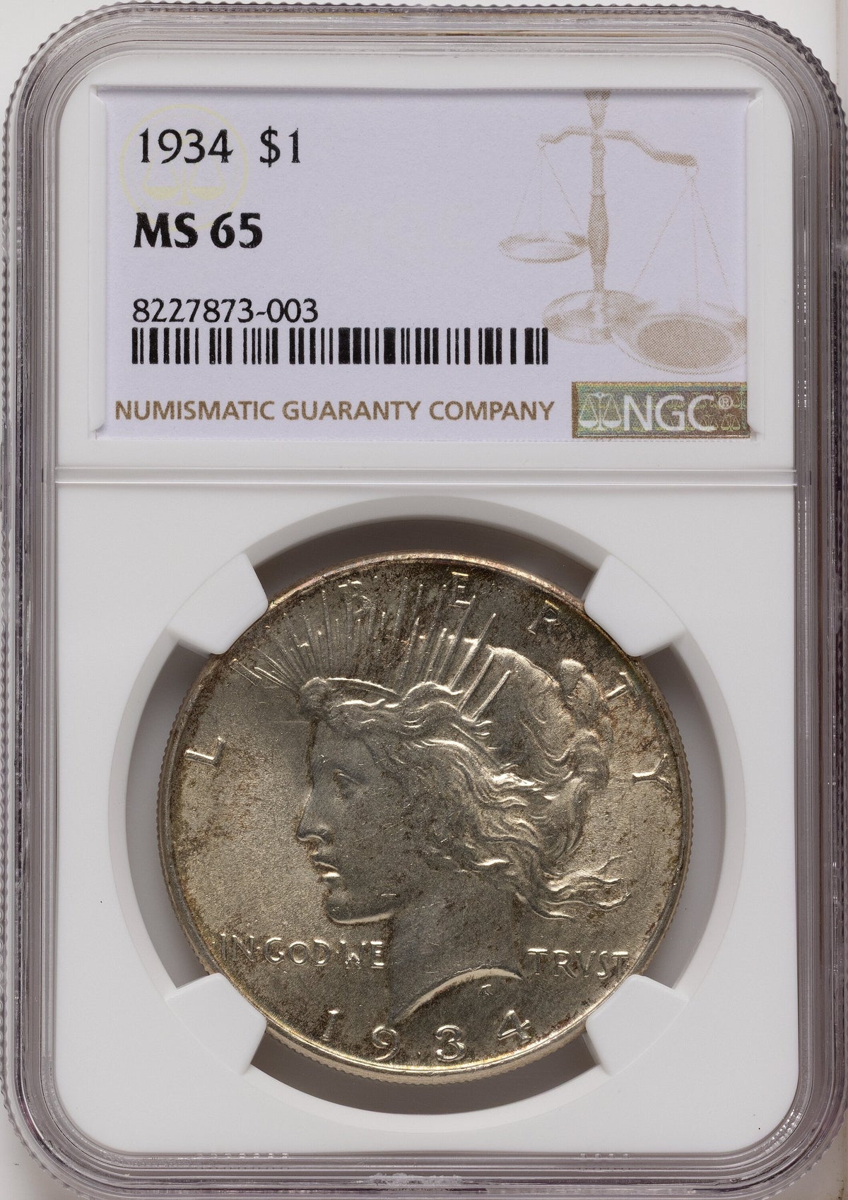 1934 Peace Dollar NGC MS65