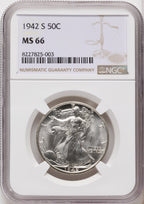 1942-S 50C Walking Liberty Half Dollar NGC MS66