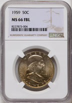 1959 50C FL Franklin Half Dollar NGC MS66