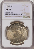 1935 Peace Dollar NGC MS66