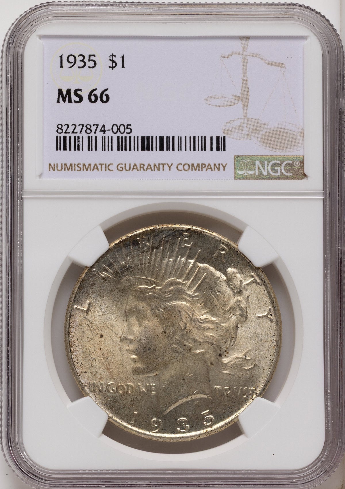 1935 Peace Dollar NGC MS66