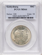 1936 50C Gettysburg Commemorative Silver PCGS MS66