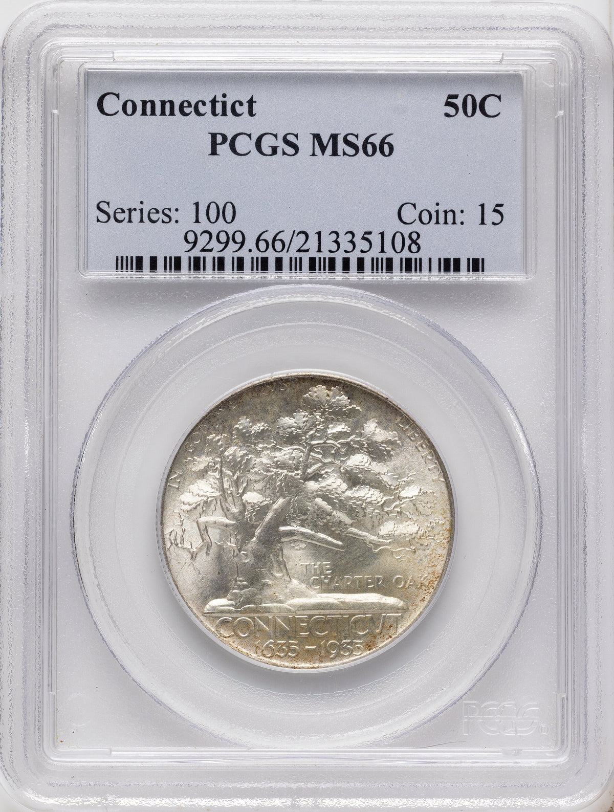 1935 50C Connecticut Commemorative Silver PCGS MS66