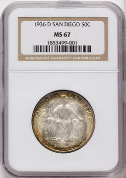 1936-D 50C San Diego Commemorative Silver NGC MS67