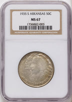 1935-S 50C Arkansas Commemorative Silver NGC MS67