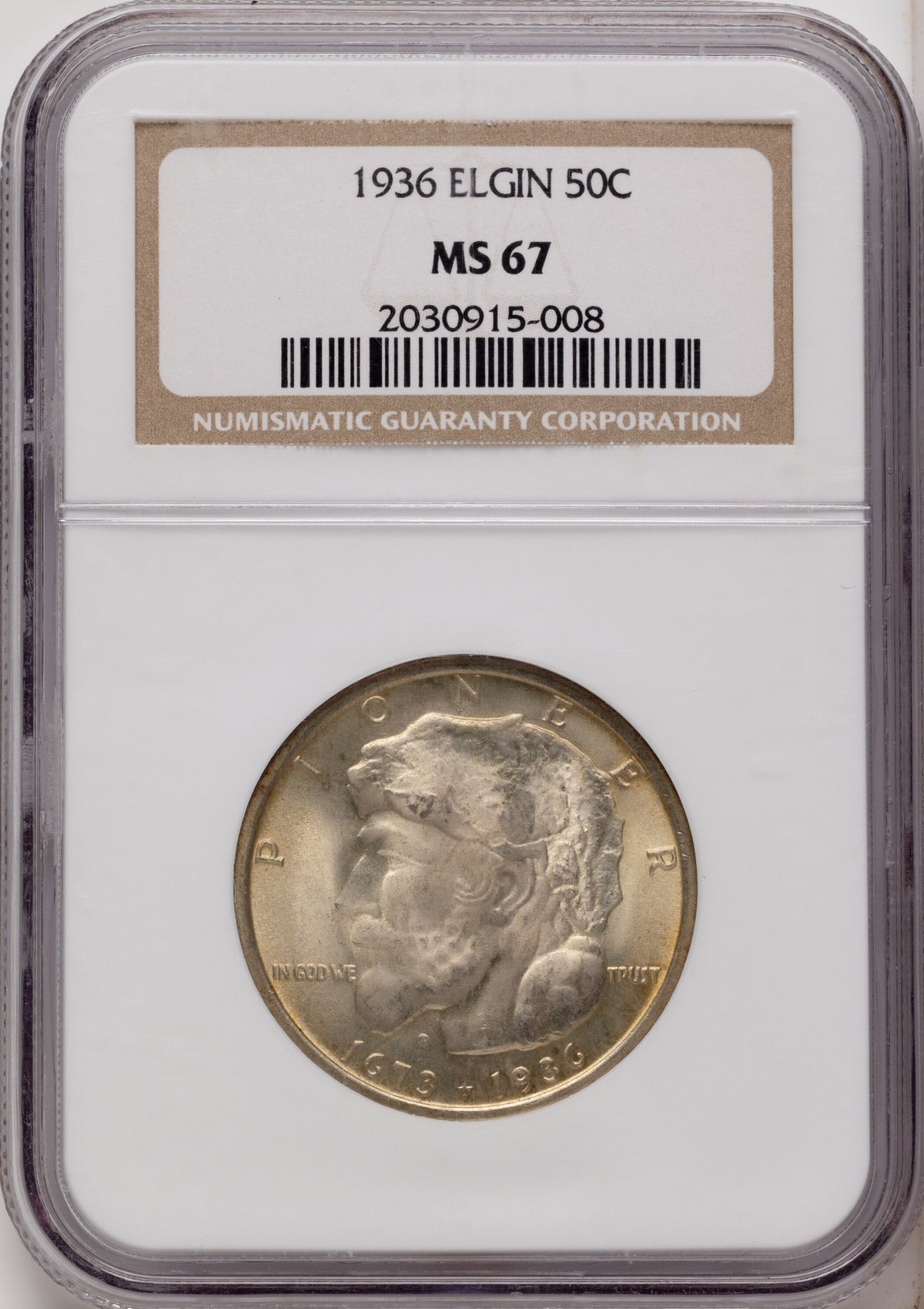 1936 50C Elgin Commemorative Silver NGC MS67