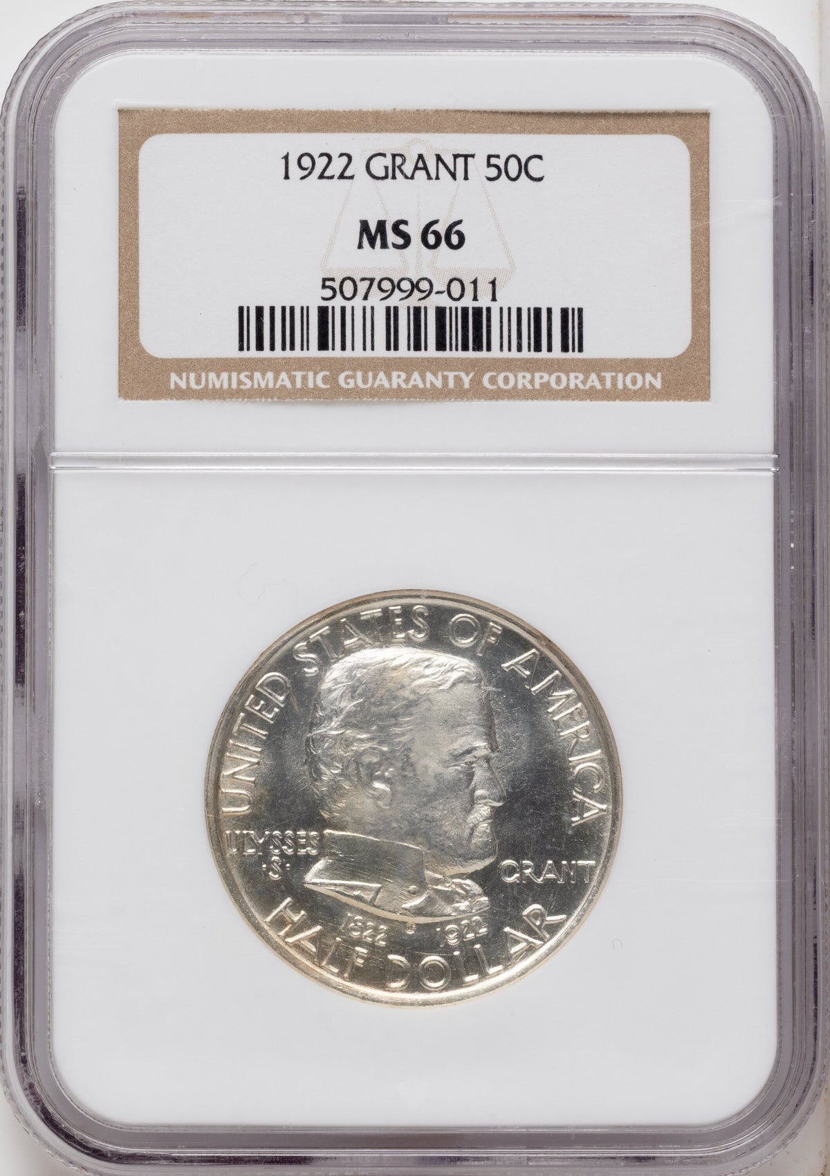 1922 50C Grant No Star Commemorative Silver NGC MS66