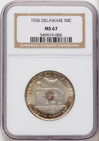 1936 50C Delaware Commemorative Silver NGC MS67
