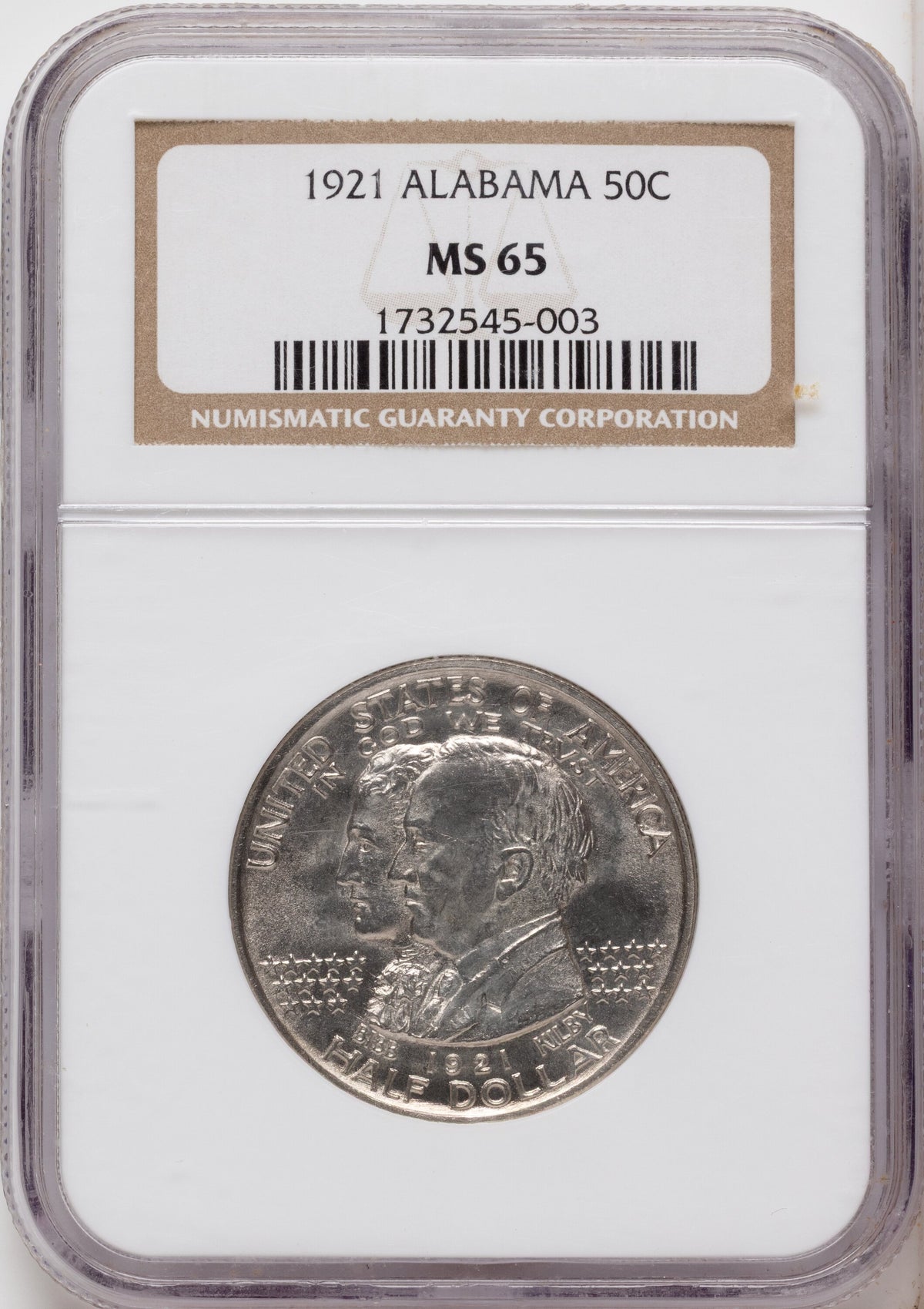 1921 50C Alabama Commemorative Silver NGC MS65