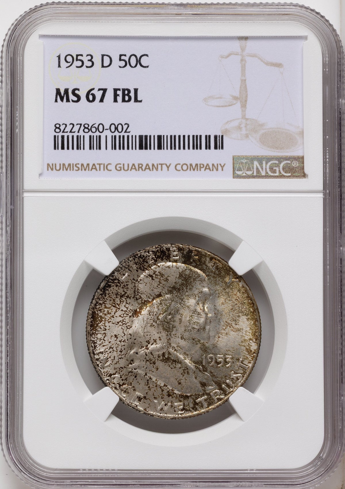 1953-D 50C FL Franklin Half Dollar NGC MS67