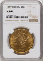 1907 $20 Liberty Liberty Double Eagle NGC MS64