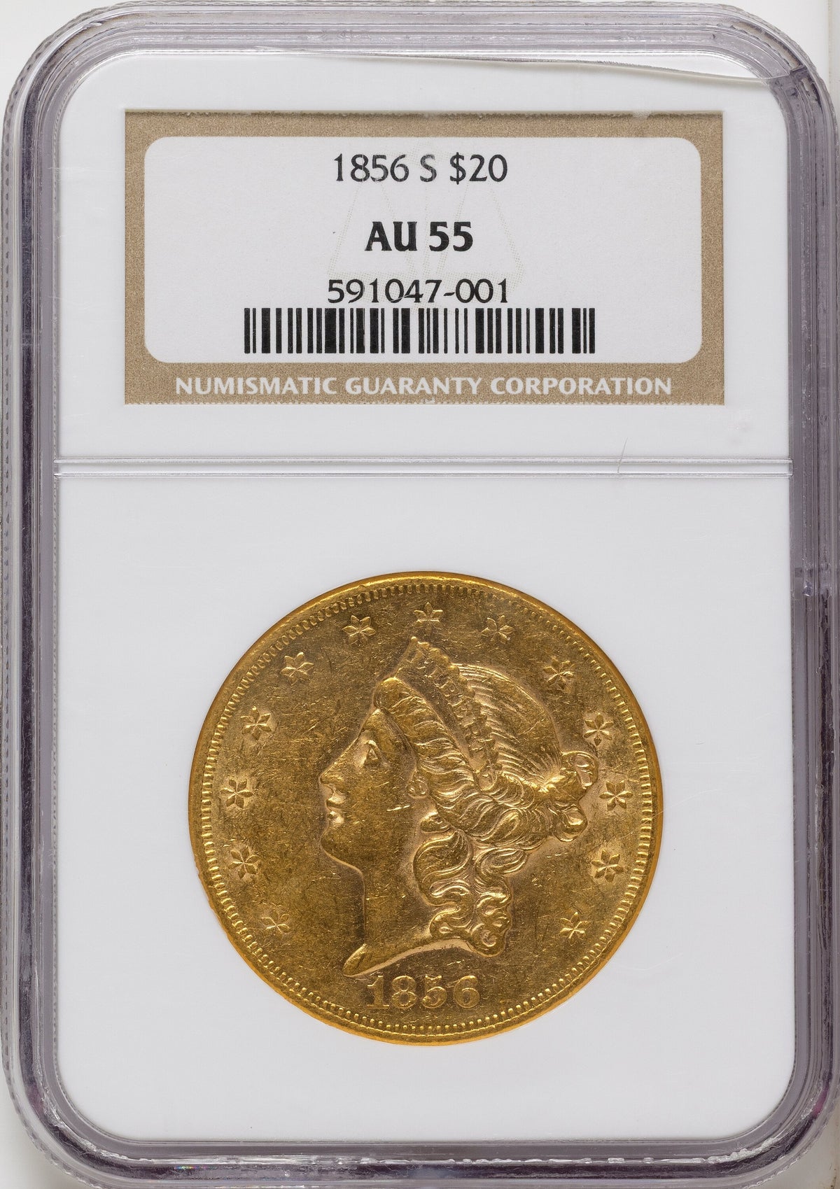 1856-S $20 Liberty Double Eagle NGC AU55