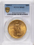 1909-S $20 Saint-Gaudens Double Eagle PCGS MS65