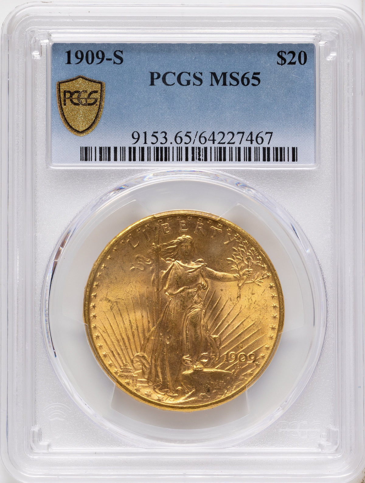 1909-S $20 Saint-Gaudens Double Eagle PCGS MS65