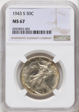 1943-S 50C Walking Liberty Half Dollar NGC MS67
