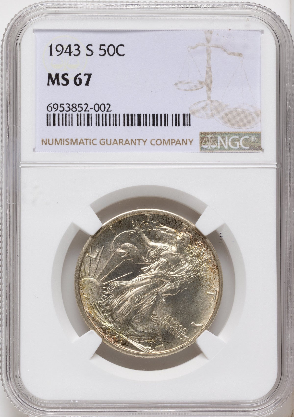 1943-S 50C Walking Liberty Half Dollar NGC MS67
