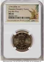 2026 Semiquincentennial President Donald J. Trump $1 (Privy Mark) Congress Eagle Flag Label NGC MS65