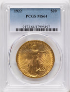 1922 $20 Saint-Gaudens Double Eagle PCGS MS64