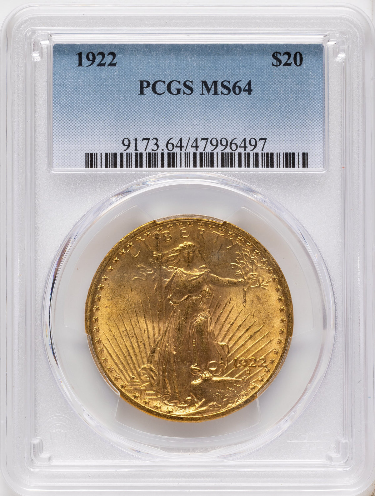 1922 $20 Saint-Gaudens Double Eagle PCGS MS64