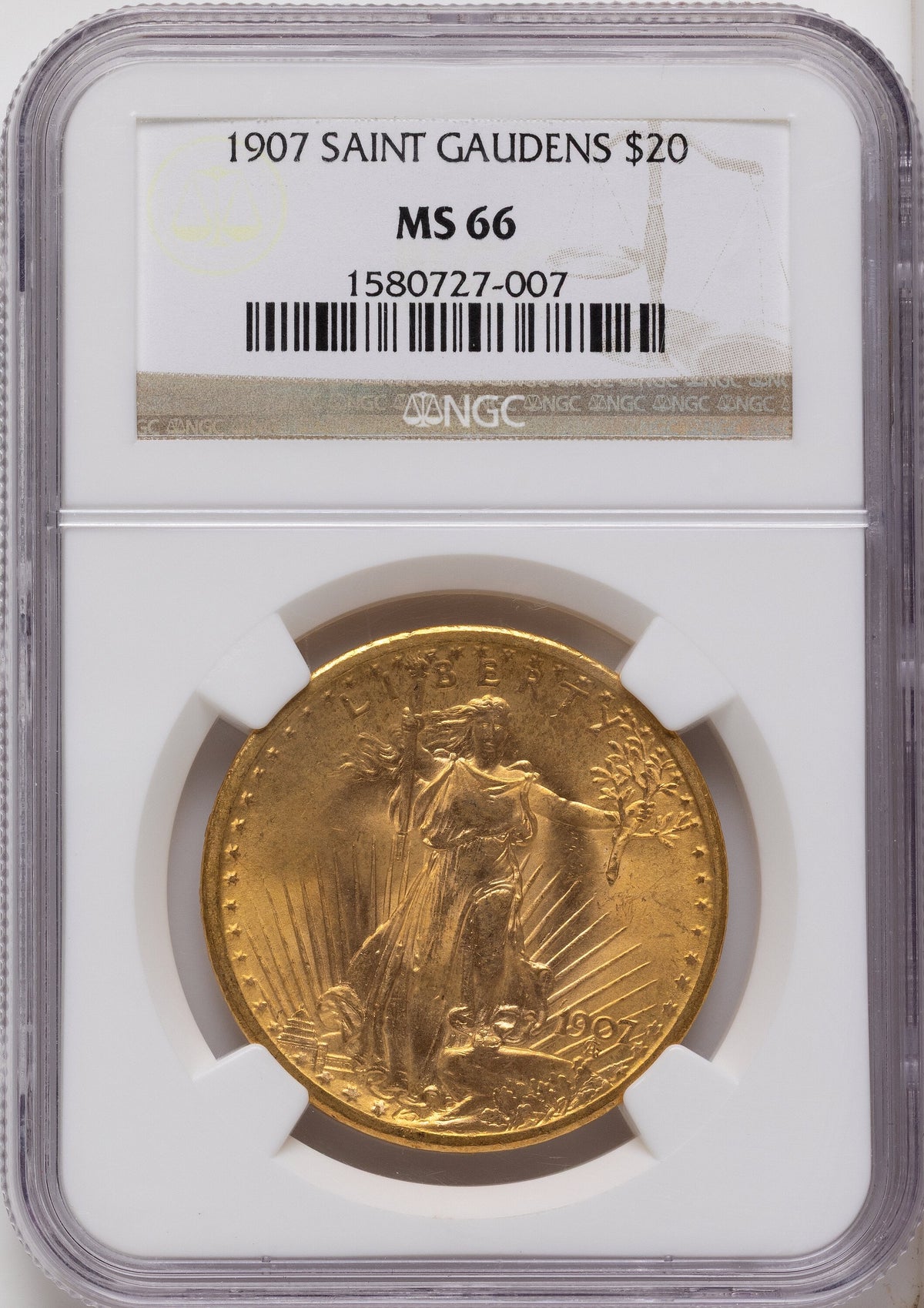 1907 $20 Saint Saint-Gaudens Double Eagle NGC MS66