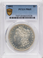 1892 Proof Morgan Dollar PCGS PR65