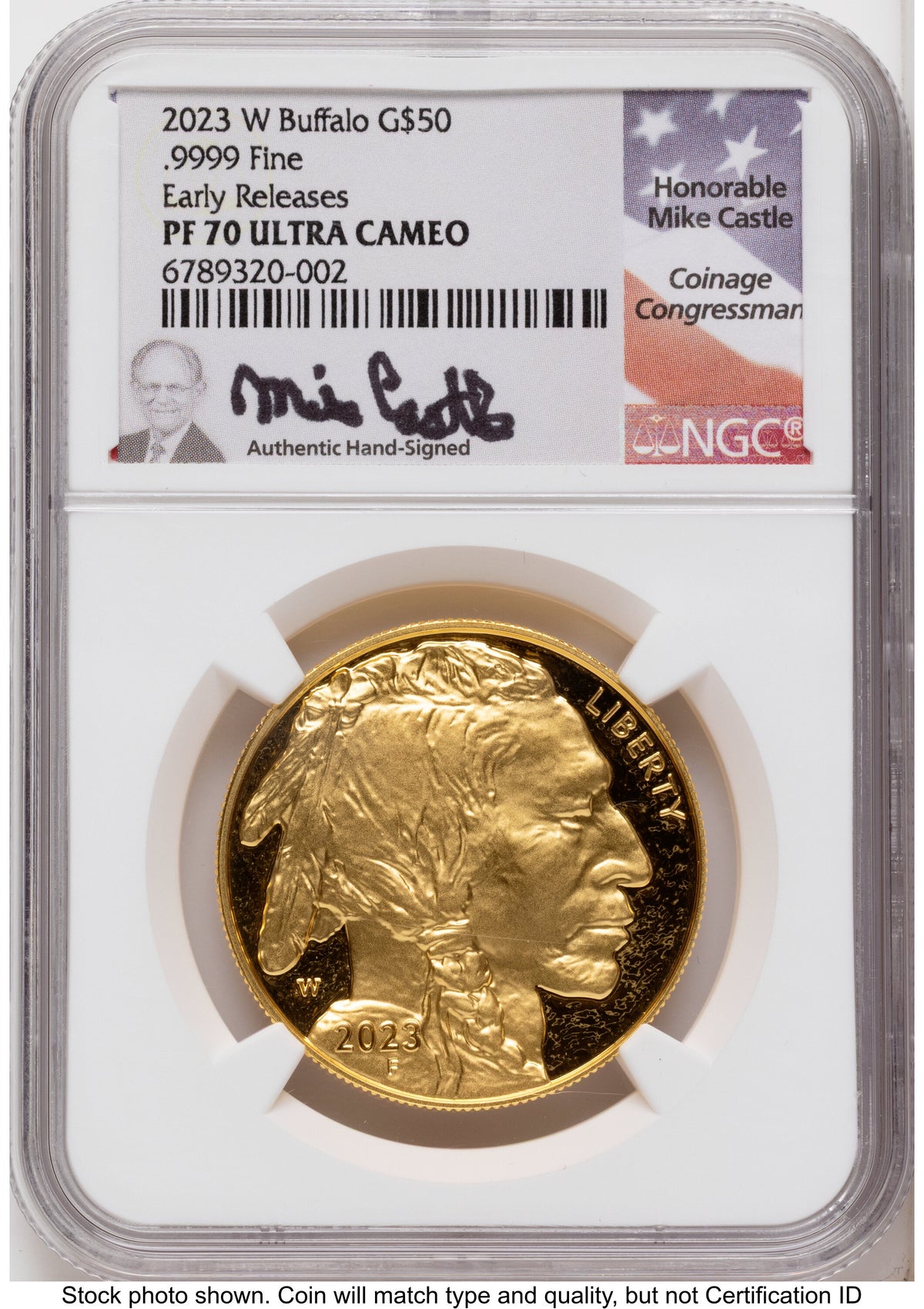 2023-W Proof Gold Buffalo 1 oz ER Mike Castle NGC PF70