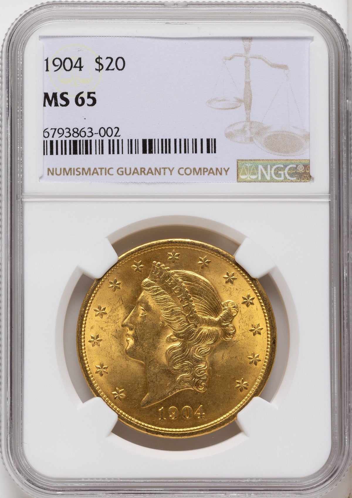 1904 $20 Liberty Liberty Double Eagle NGC MS65