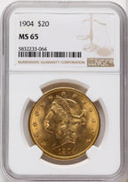 1904 $20 Liberty Liberty Double Eagle NGC MS65