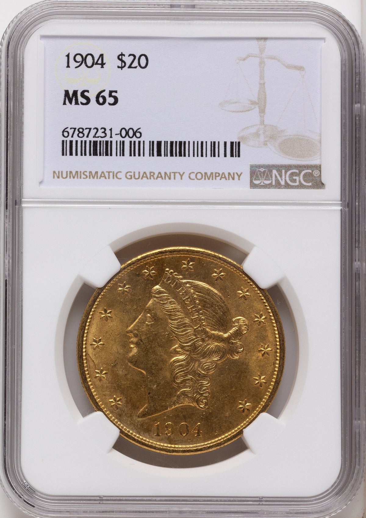 1904 $20 Liberty Liberty Double Eagle NGC MS65