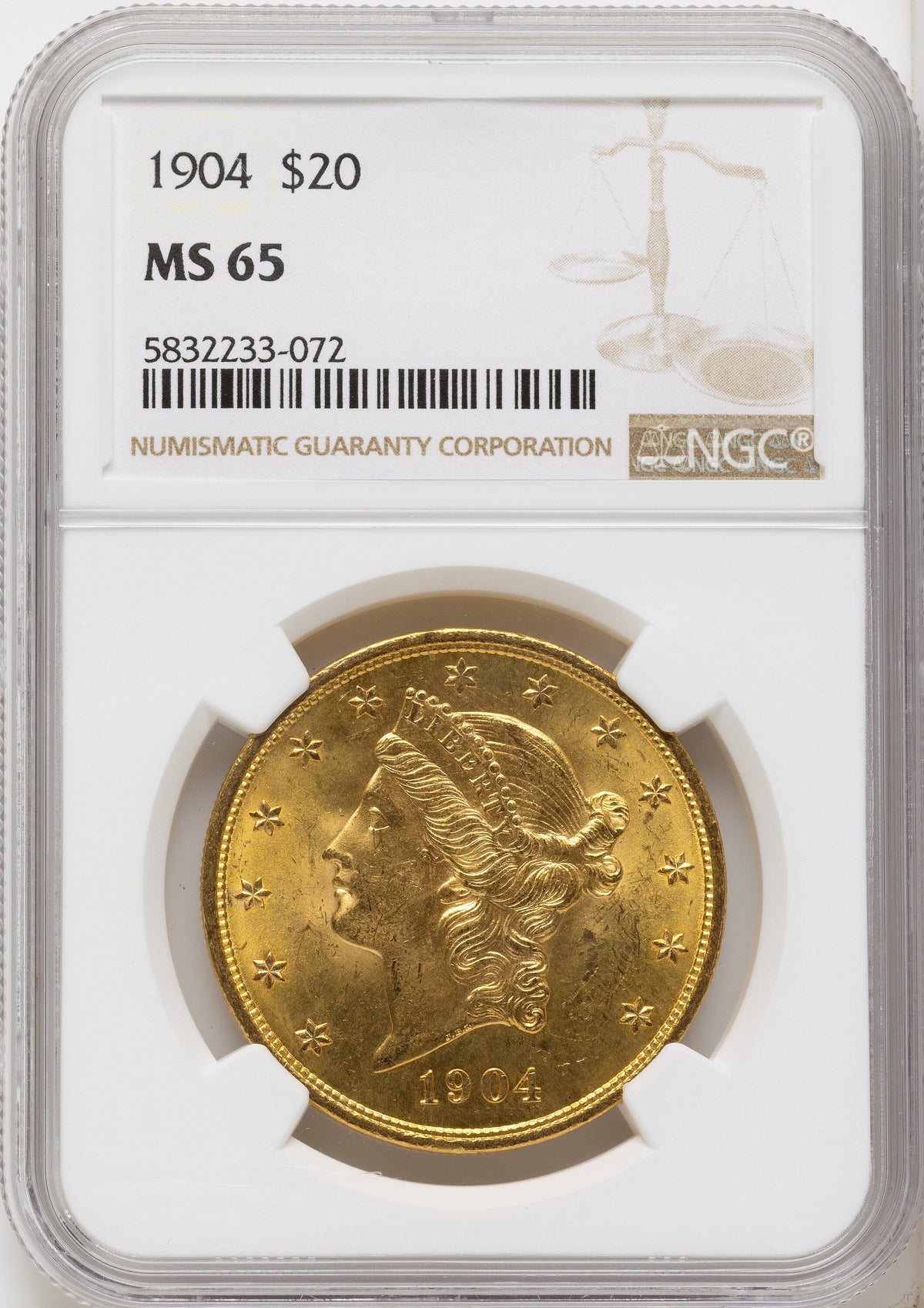 1904 $20 Liberty Liberty Double Eagle NGC MS65