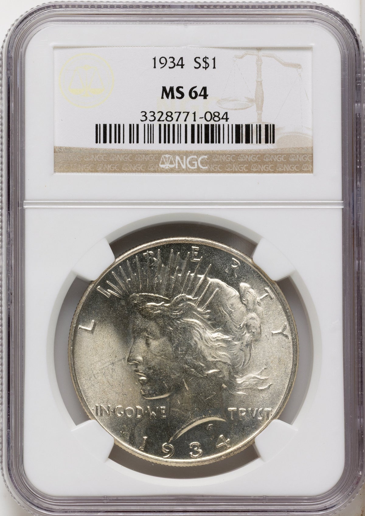 1934 Peace Dollar NGC MS64