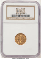 1912 $2.50 Indian Quarter Eagle NGC MS61