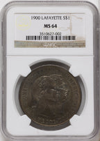 1900 Lafayette Dollar DuVall 3-D Commemorative Silver NGC MS64