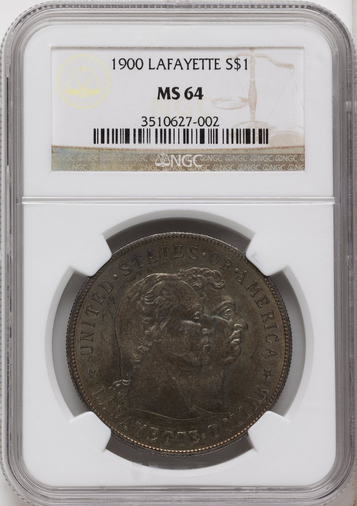 1900 Lafayette Dollar DuVall 3-D Commemorative Silver NGC MS64