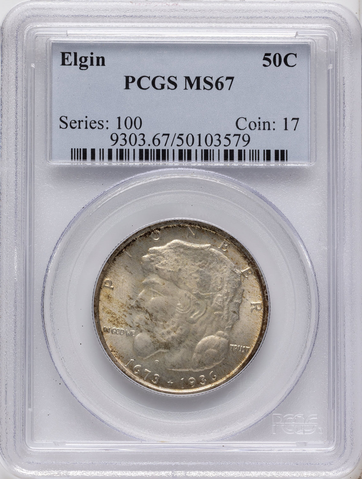 1936 50C Elgin Commemorative Silver PCGS MS67