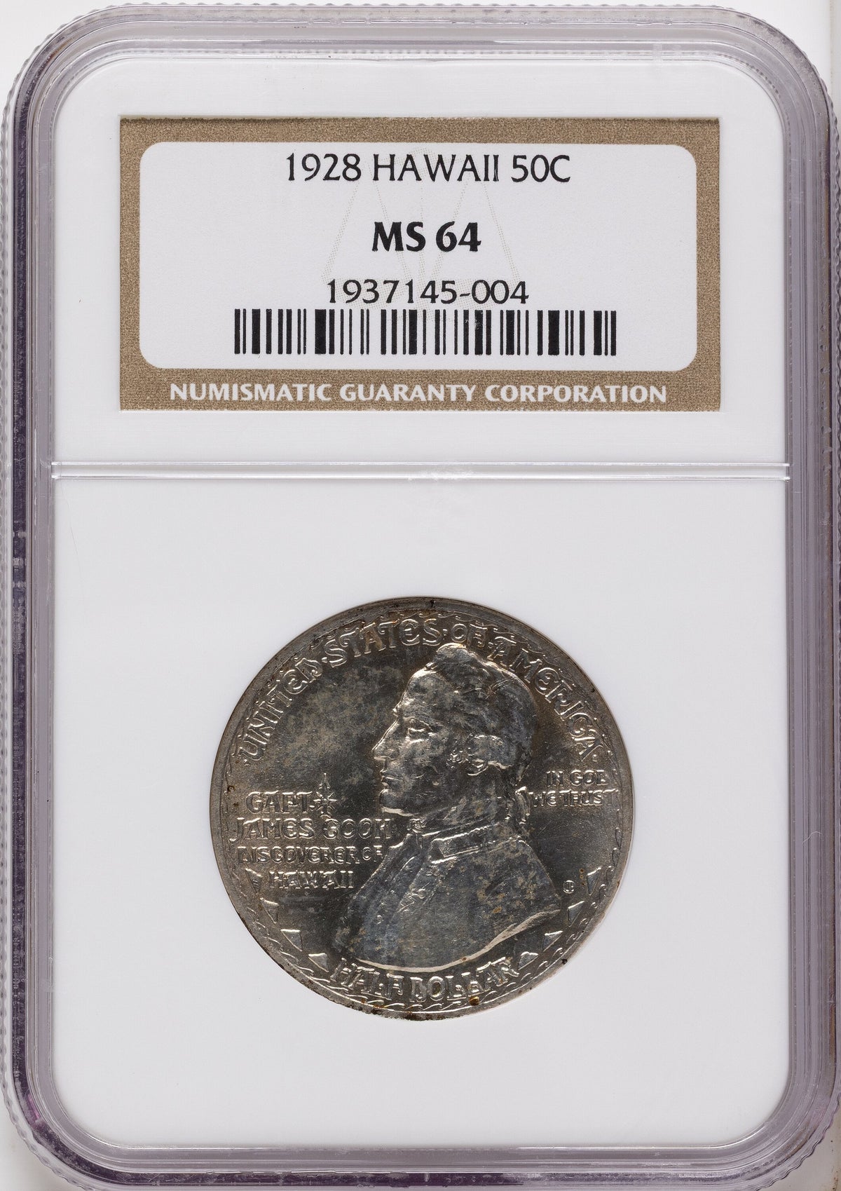 1928 50C Hawaiian Commemorative Silver NGC MS64