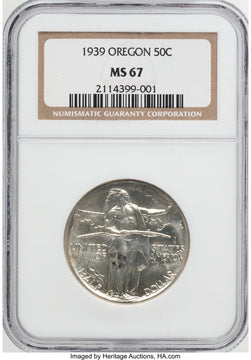 1939 50C Oregon Commemorative Silver NGC MS67