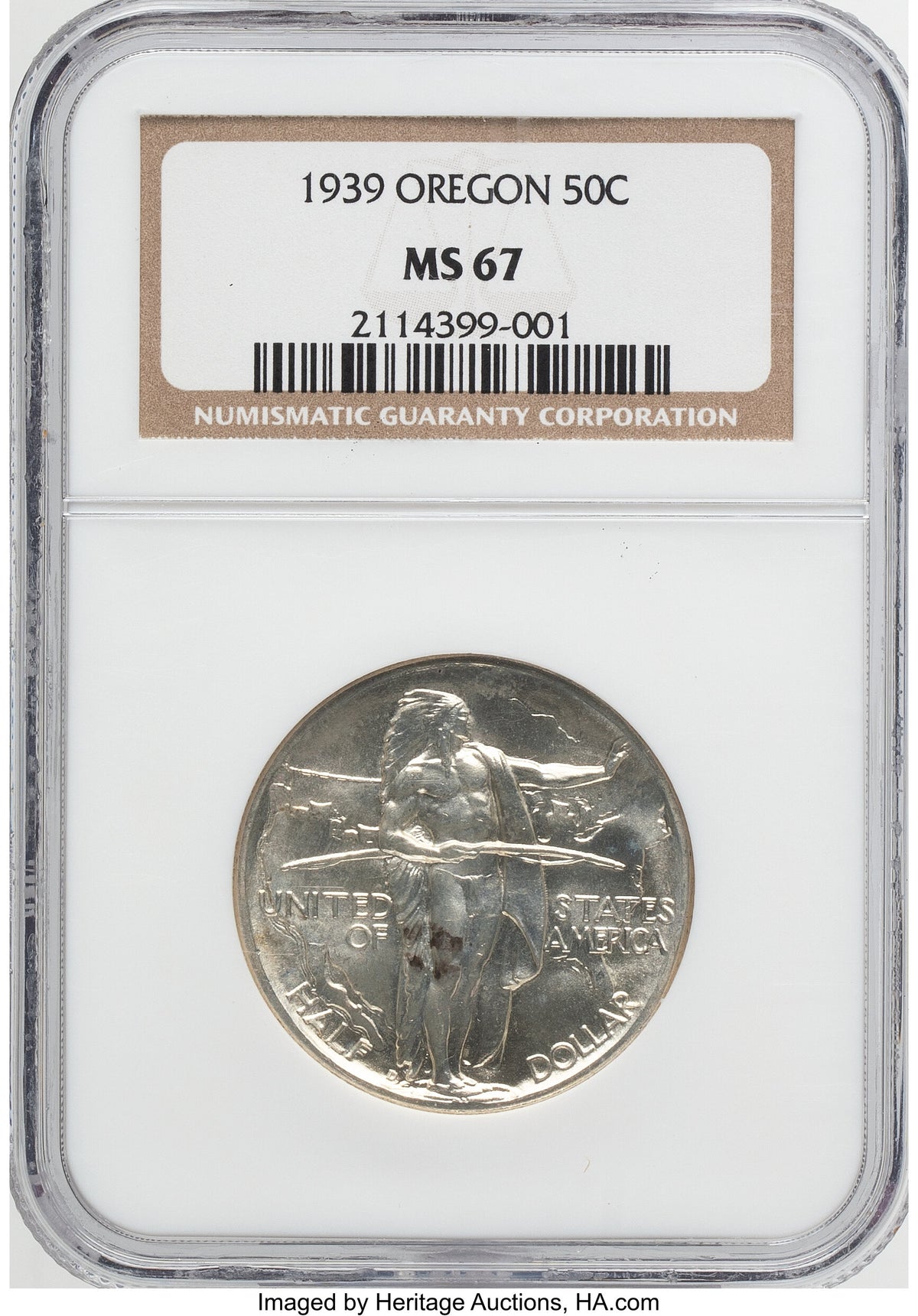 1939 50C Oregon Commemorative Silver NGC MS67