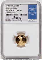 2020-W Proof Gold Eagle 1.85 oz FDI NGC PF70 Ed Moy